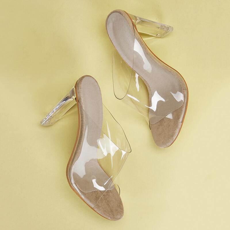 

Clear Peep Toe Heeled Mules