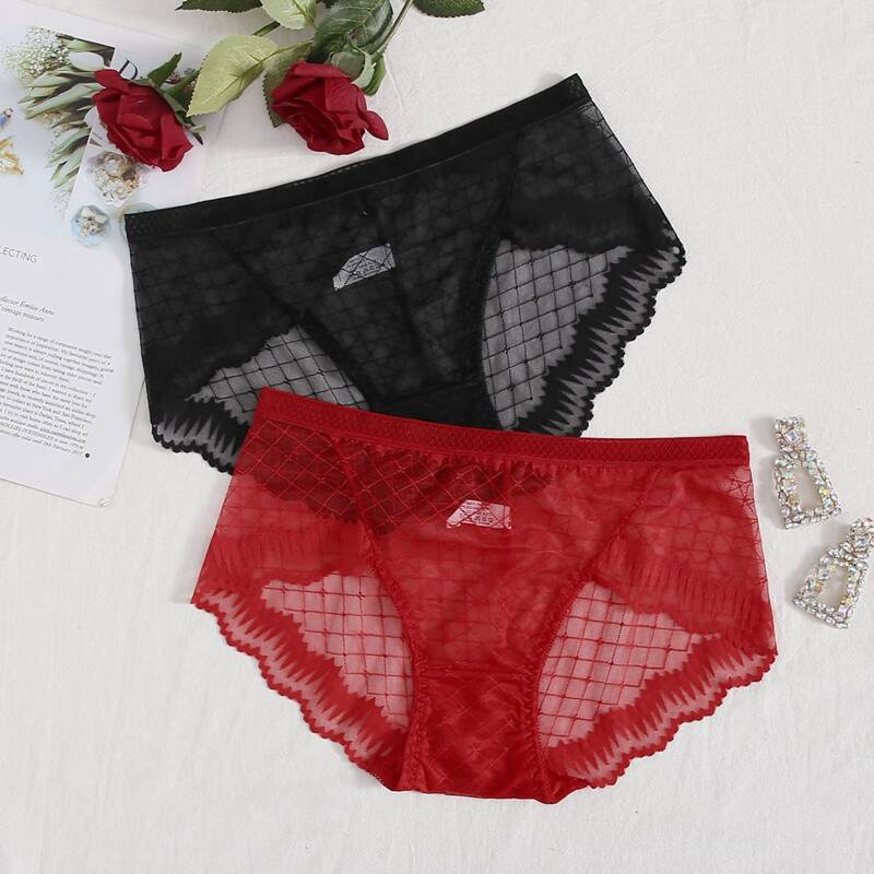 

2pack Scallop Lace Panty Set, Multicolor