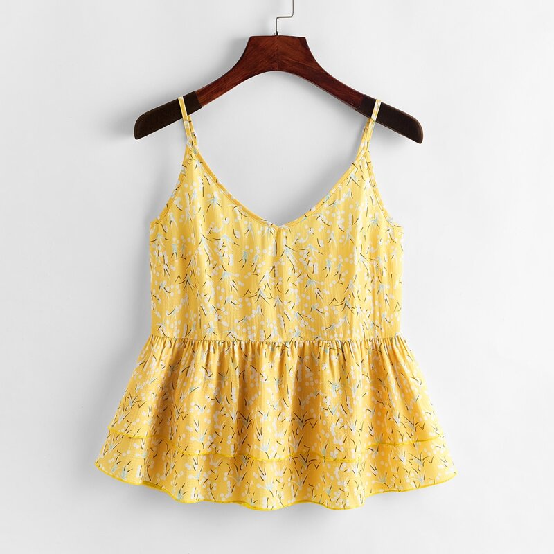 

Ditsy Floral Ruffle Hem Cami, Yellow