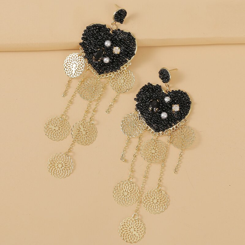 

Beaded Drop Earrings, Black