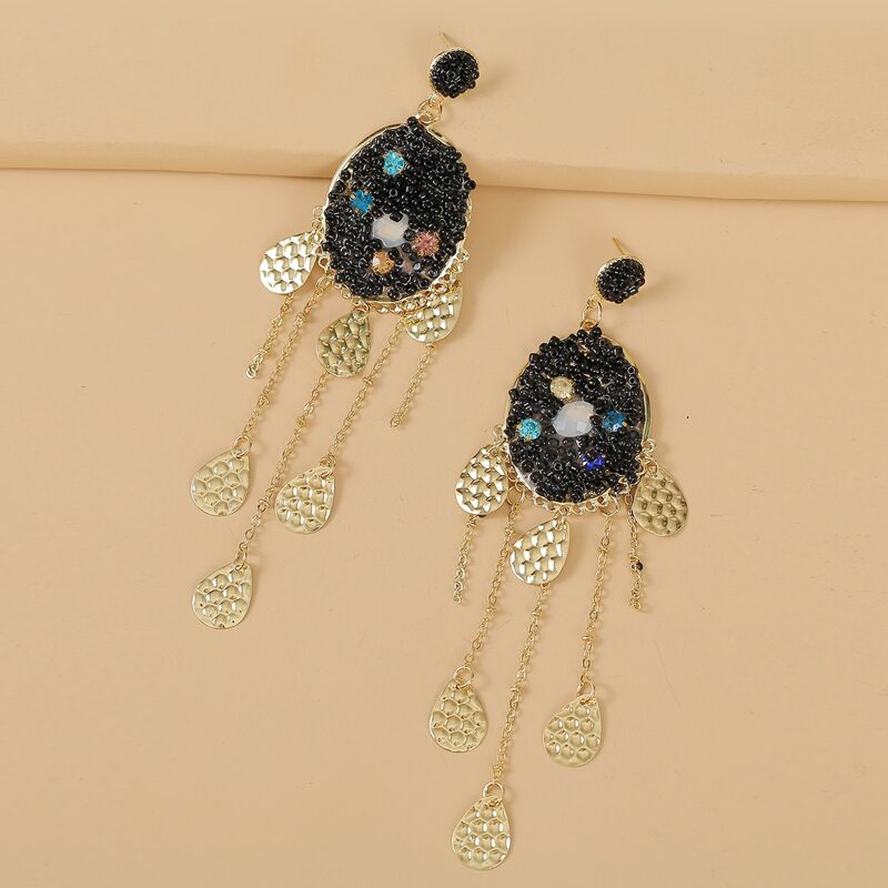 

Beaded Drop Earrings, Black