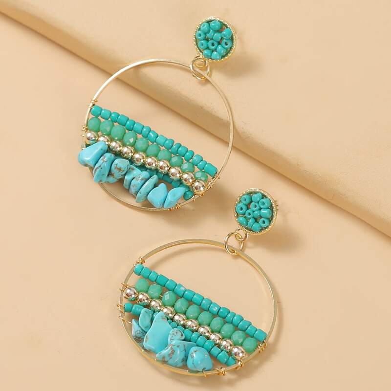 

Beaded Drop Earrings, Green