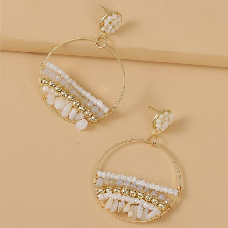 

Beaded Drop Earrings, White