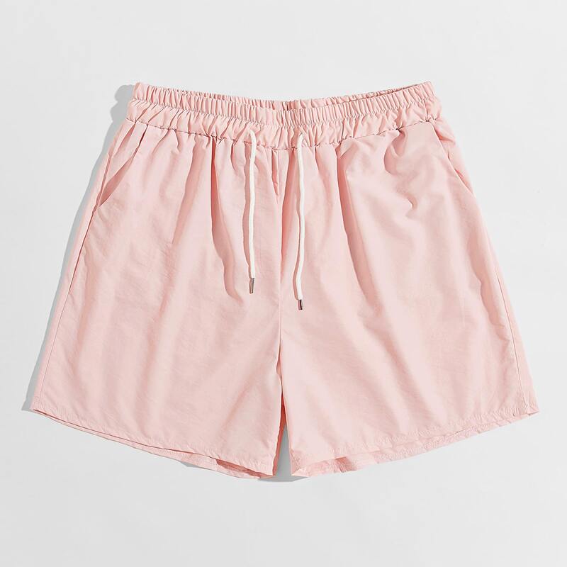 

Guys Pink Drawstring Shorts 5'', Baby pink