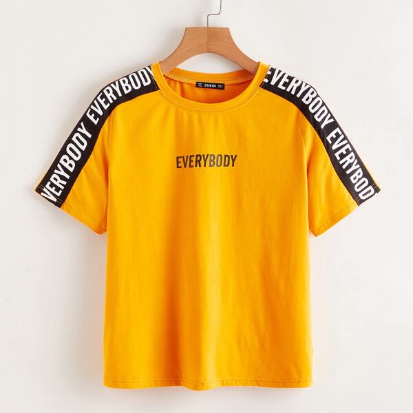 

Letter Graphic Shoulder Top, Yellow