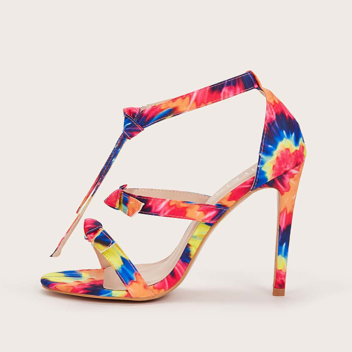 

Tie Dye Knot Decor Stiletto Heels, Multicolor