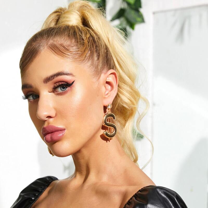 

Dollar Drop Earrings, Gold