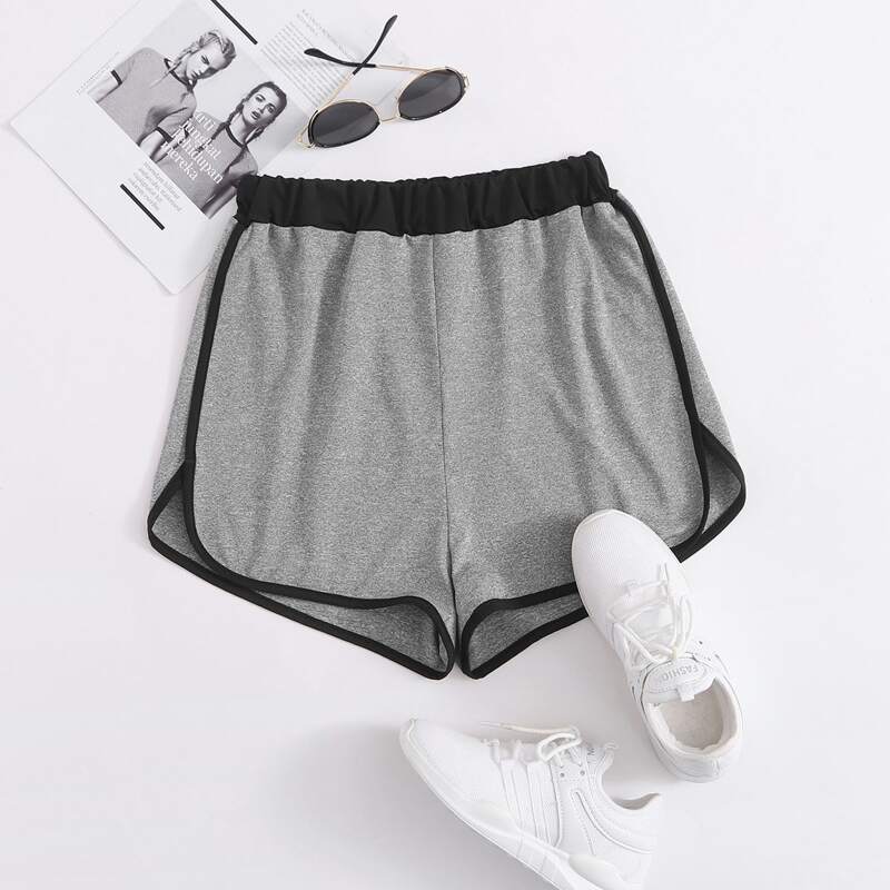 

Contrast Binding Dolphin Sports Shorts, Grey