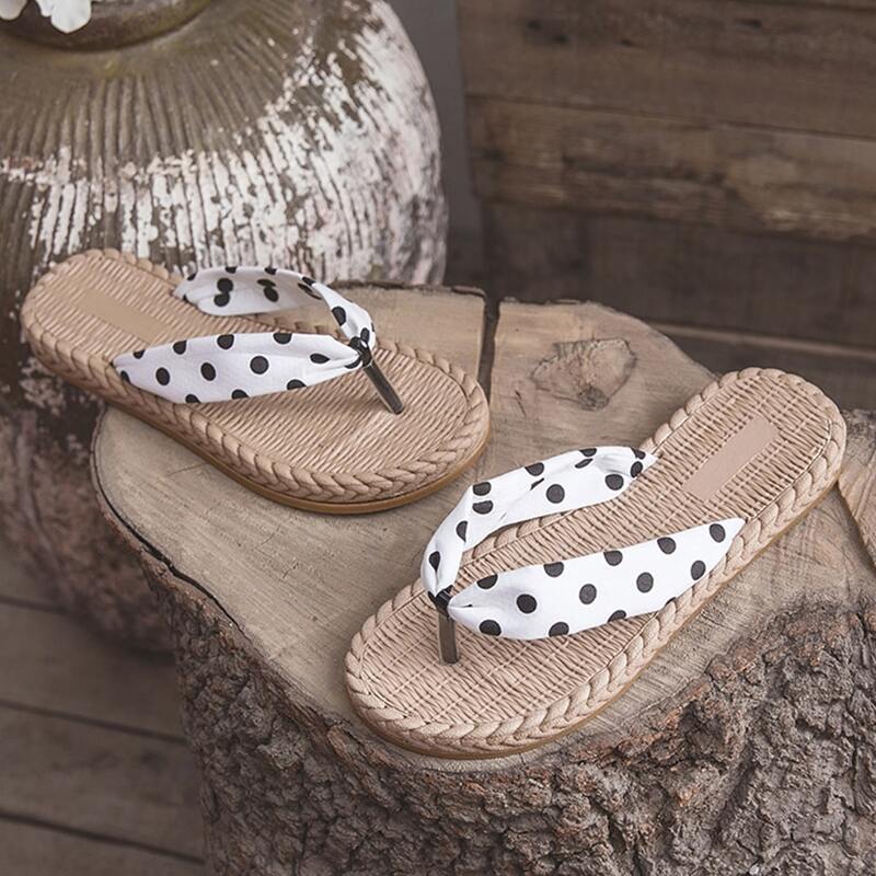 

Polka Dot Flip Flops, White
