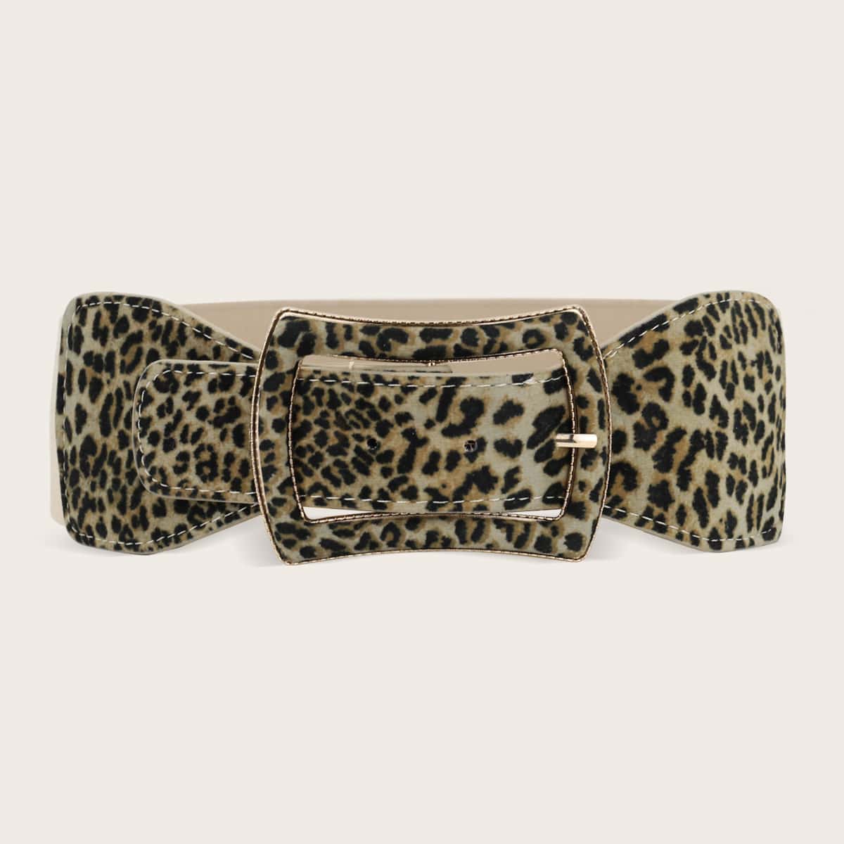 

Leopard Pattern Wide Belt, Multicolor