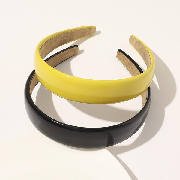 

2pcs Solid Hair Hoop, Multicolor