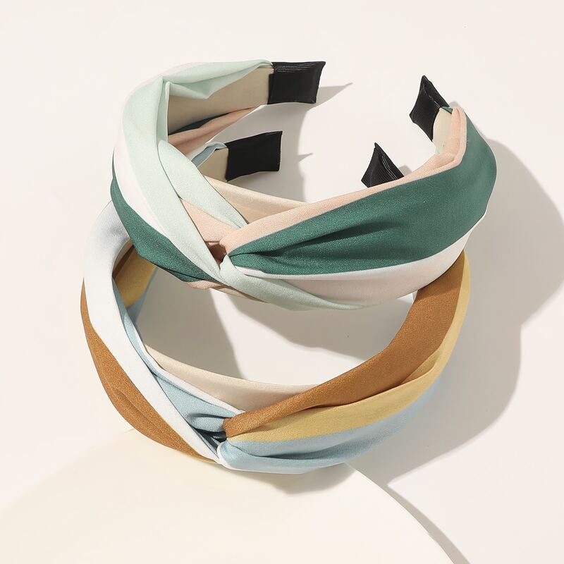 

2pcs Color Block Hair Hoop, Multicolor