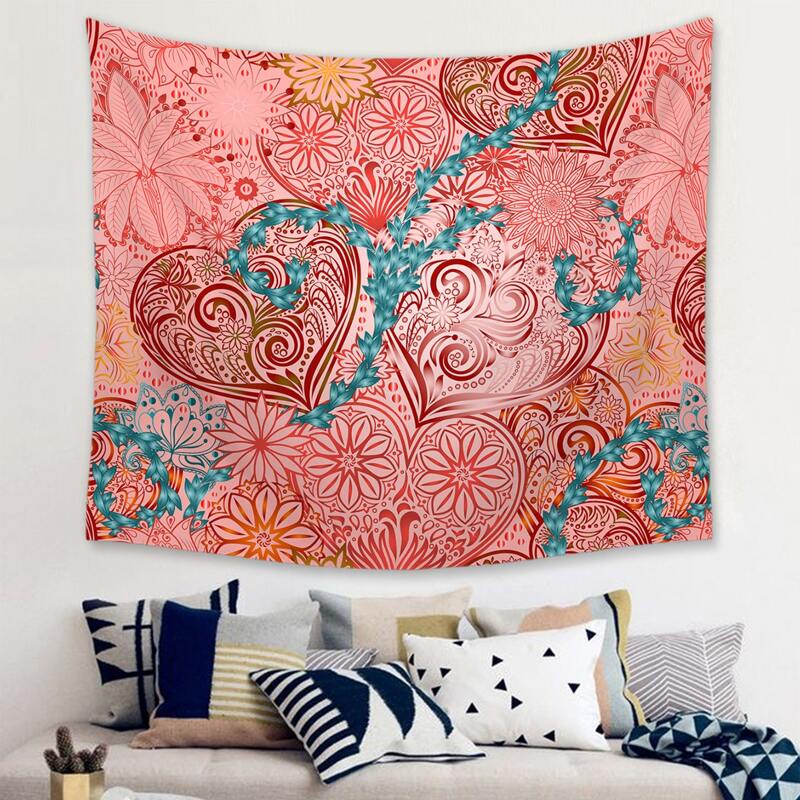 

Flower Print Tapestry, Red
