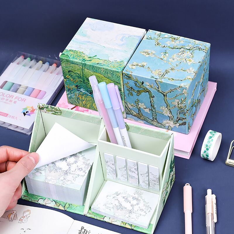 

1pack Creative Sticky Note With Pen Holder, Multicolor