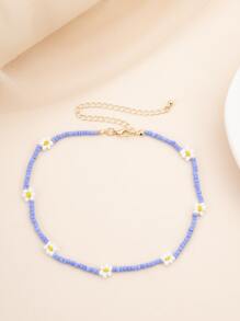 花卉裝飾頸鍊 - 紫色 - 查看 2