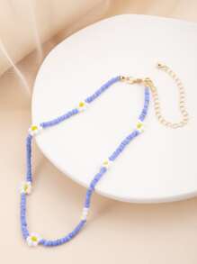 花卉裝飾頸鍊 - 紫色 - 查看 3