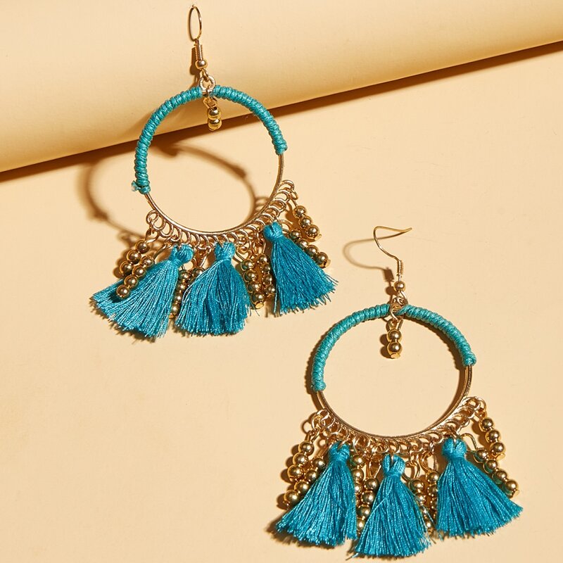 

Tassel Drop Earrings, Green