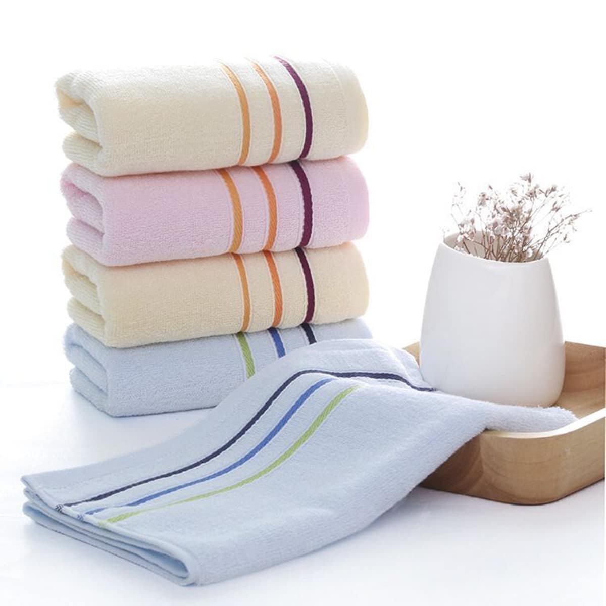 

1pc Striped Pattern Face Towel, Multicolor