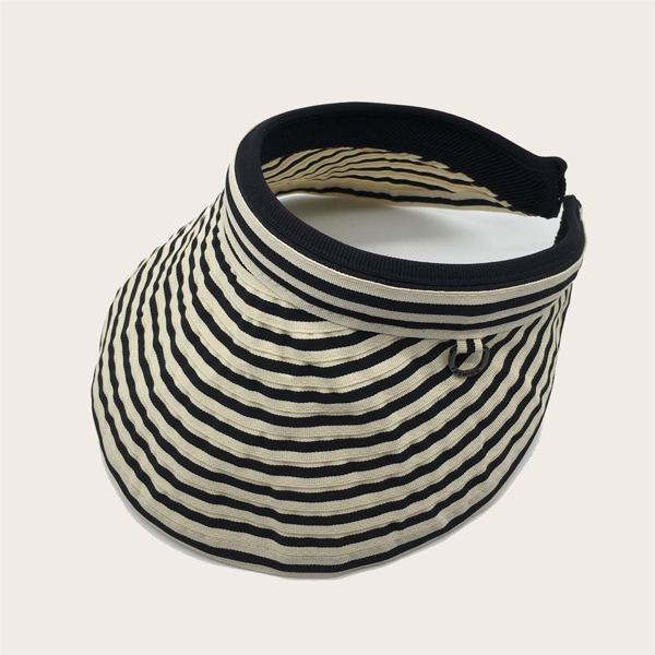 

Striped Pattern Visor Hat, Black
