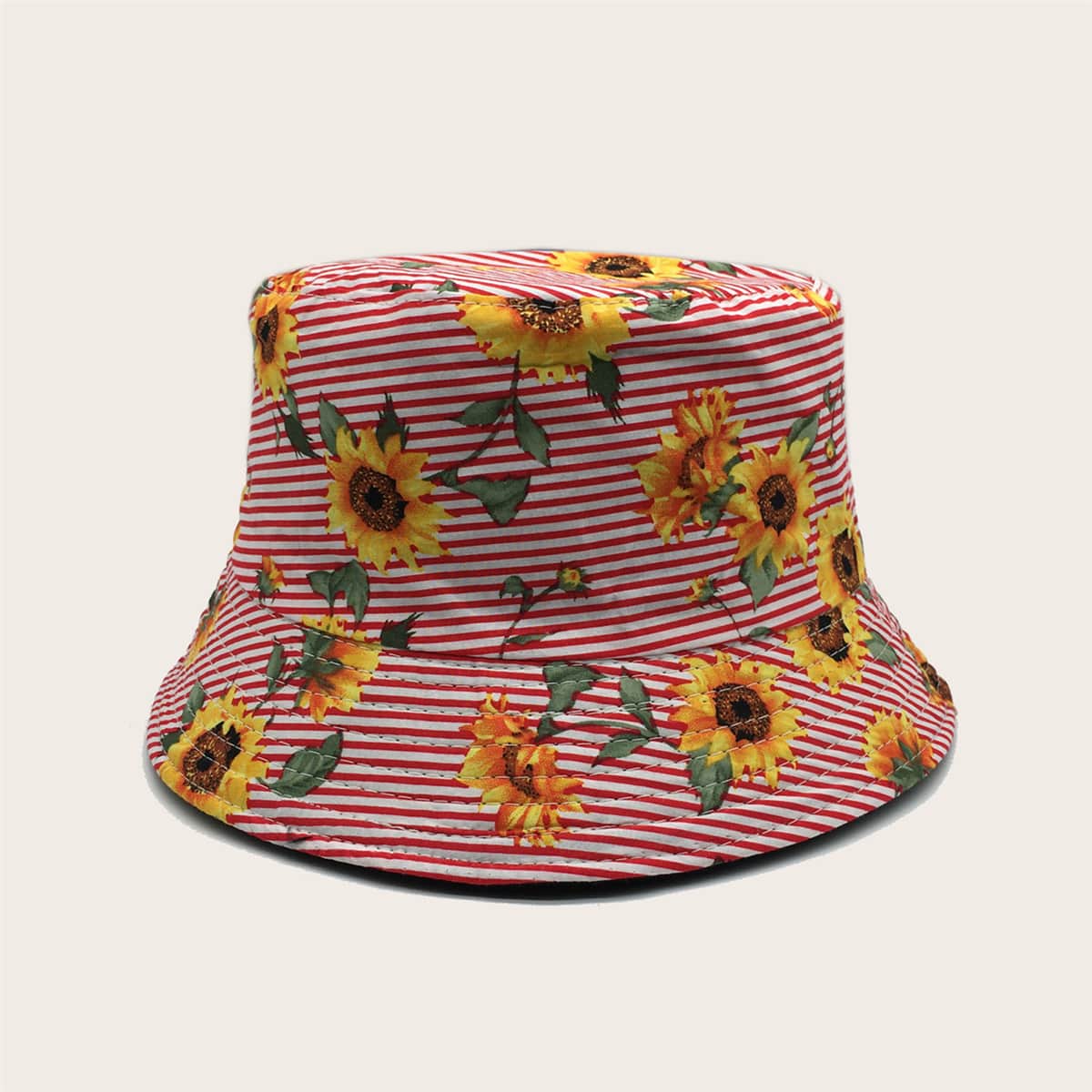 

Flower Pattern Bucket Hat, Red