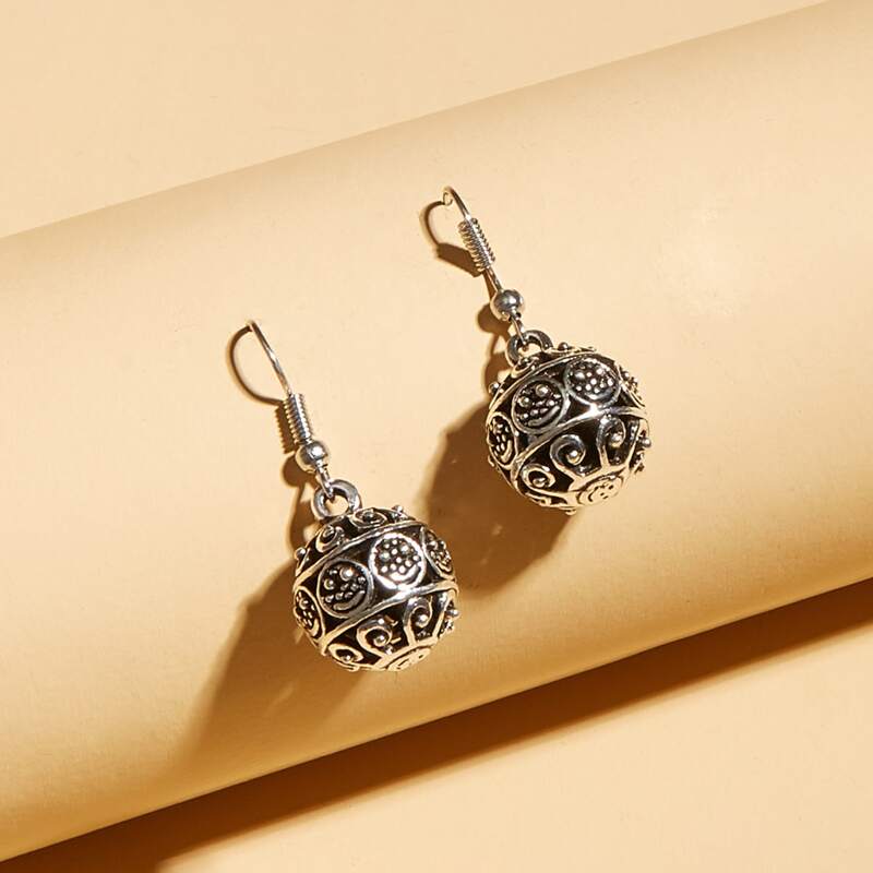 

Hollow Out Drop Earrings, Silver