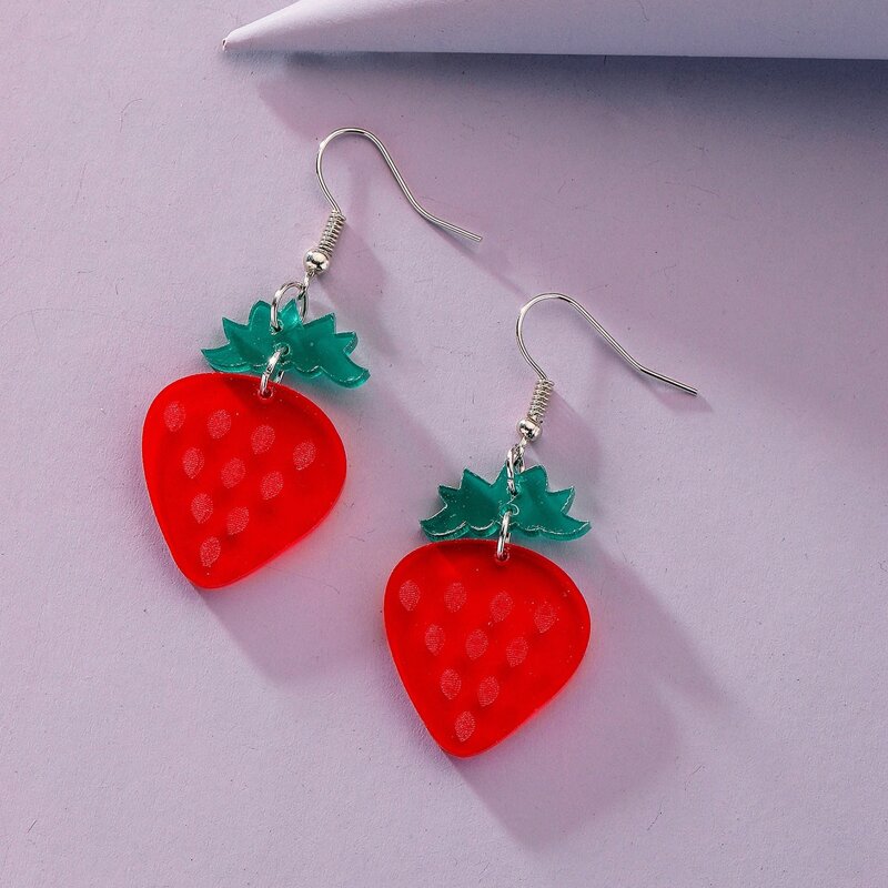 

Strawberry Shaped Drop Earrings, Multicolor