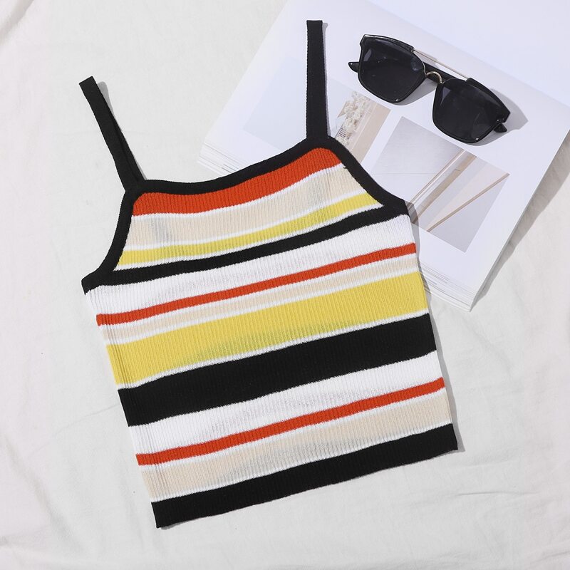 

Striped Crop Knit Top, Multicolor