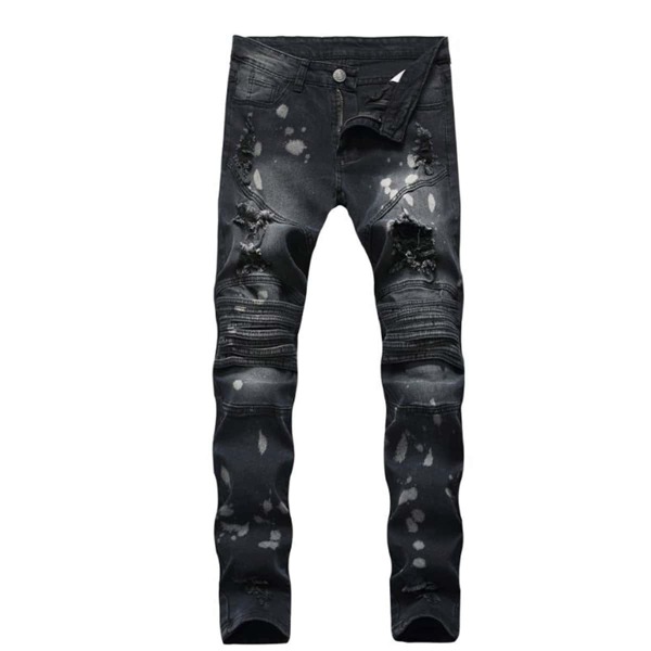 

Men Ripped Drip Print Jeans, Black