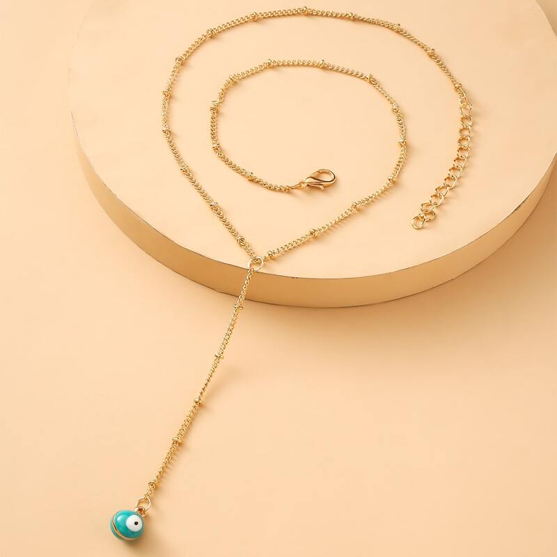 

Evil Eye Charm Necklace, Gold