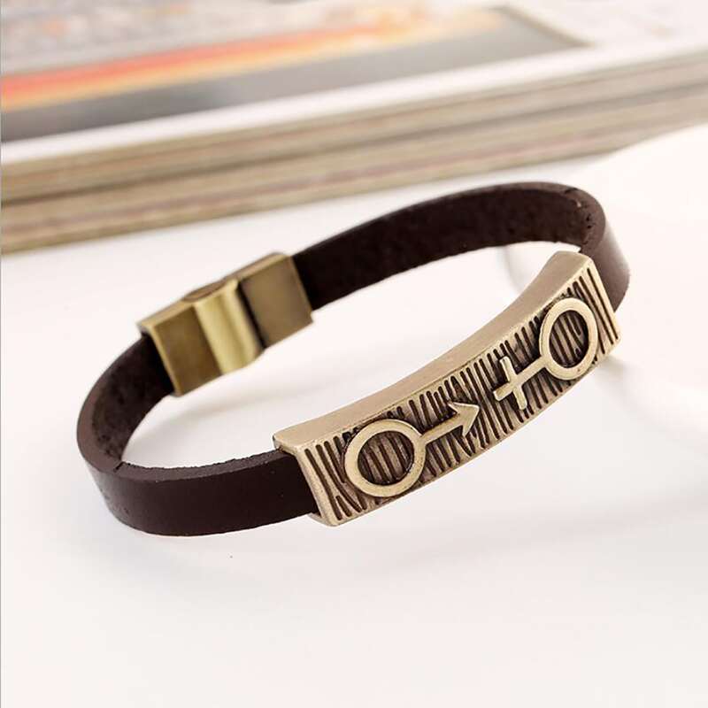 

Guys Metal Decor Bracelet, Coffee