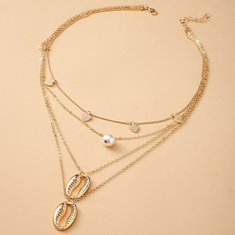 

Shell Charm Layered Necklace, Gold