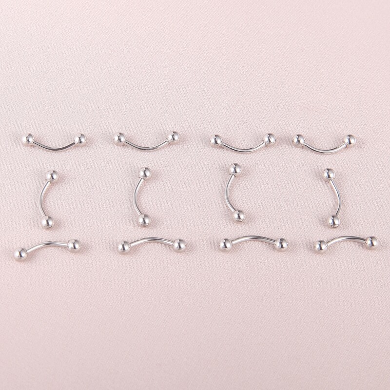 

12pcs Guys Simple Eyebrow Ring, Silver