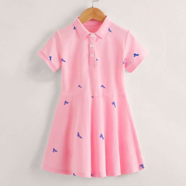 

Toddler Girls Graphic Print Flared Hem Dress, Pink