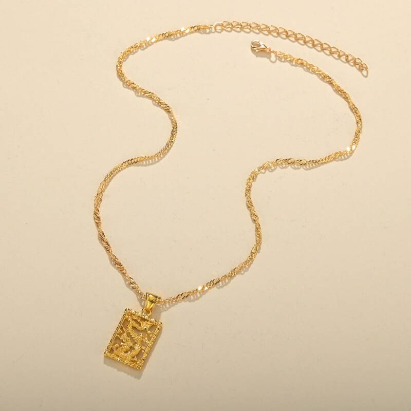 

Guys Dragon Charm Necklace, Gold