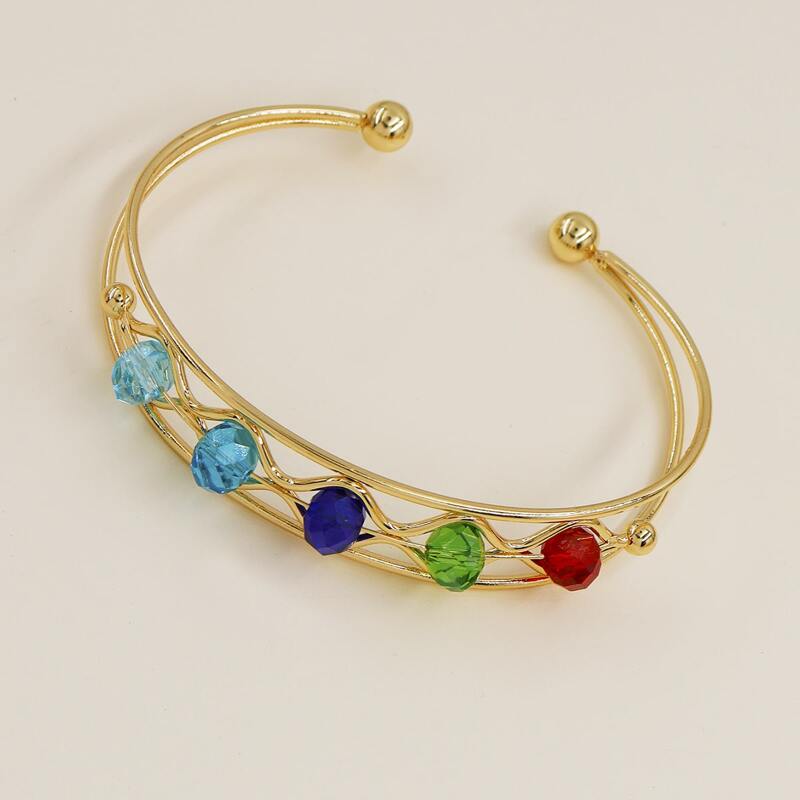 

Gemstone Engraved Bracelet, Gold