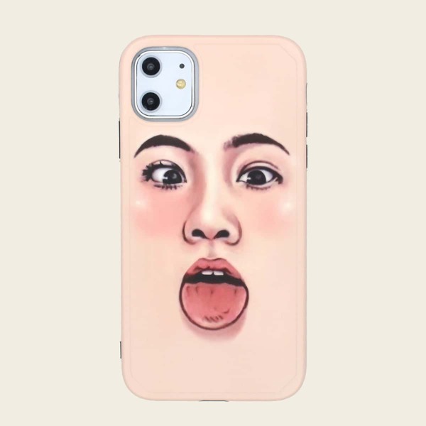 

Чехол для iPhone с принтом лица, Бежевые
