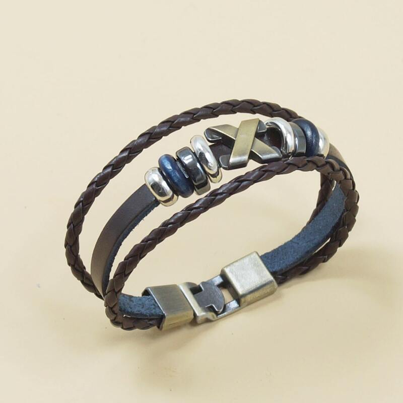 

Guys Metal Decor Bracelet, Black