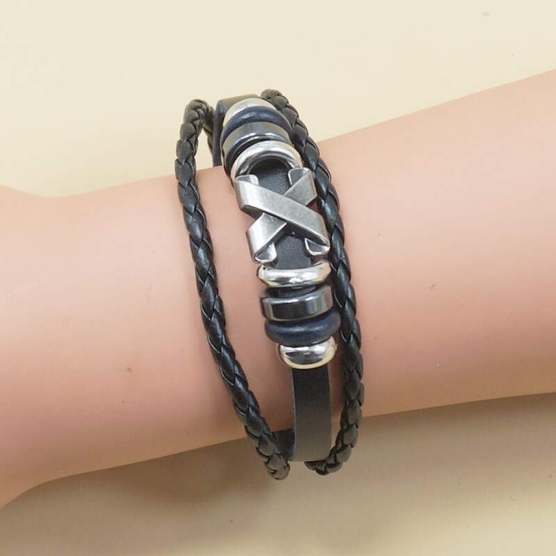 

Guys Metal Decor Bracelet, Black