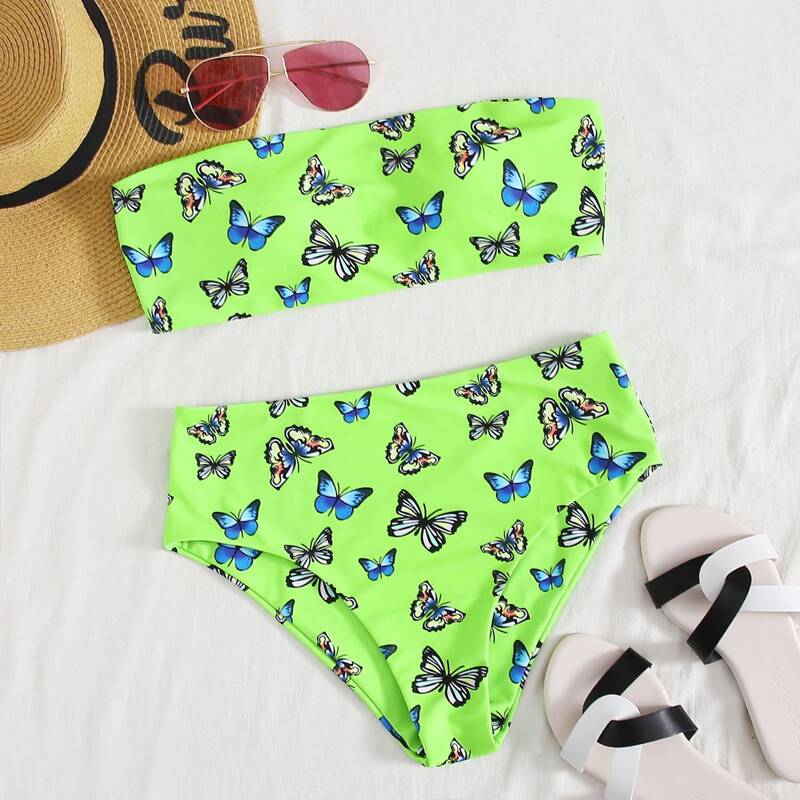 

Neon Green Butterfly Bikini Swimsuit, Green bright