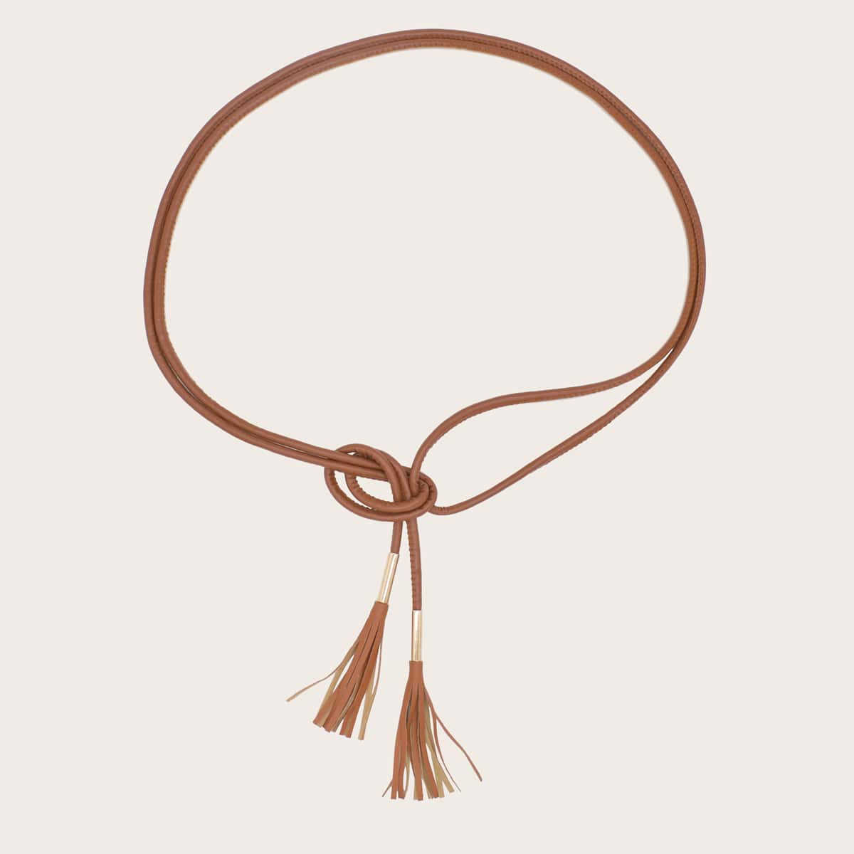 

Tassel Charm Rope Belt, Brown
