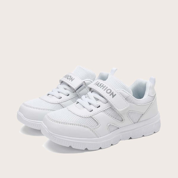 

Boys Lace-up Front Mesh Panel Sneakers, White