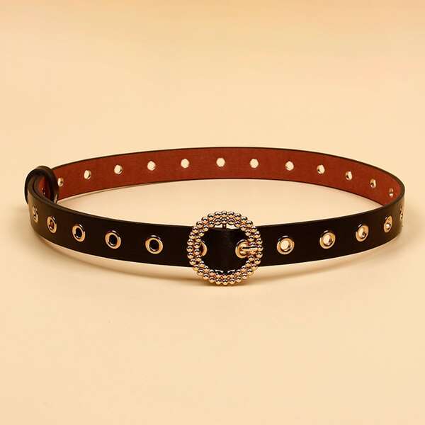 

Eyelet Design Belt, Black