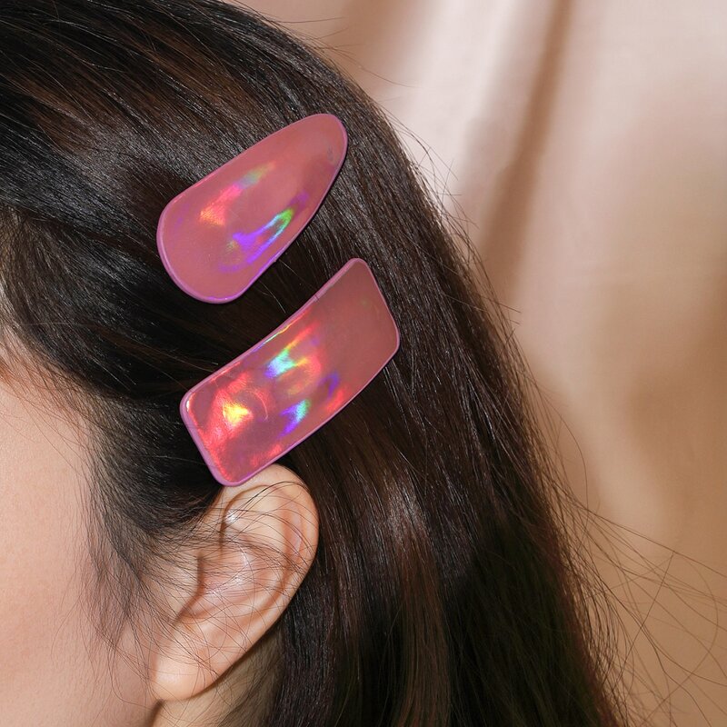 

2pcs Iridescent Hair Clip, Pink