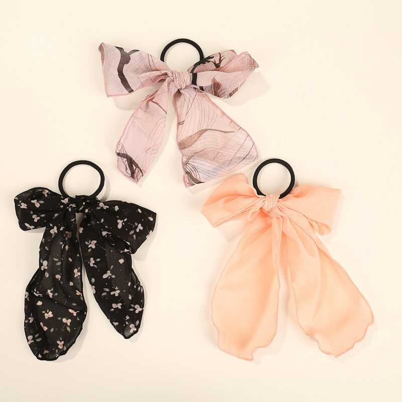 

3pcs Bow Decor Hair Tie, Multicolor