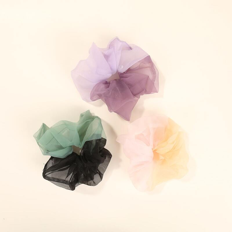

3pcs Color Block Scrunchie, Multicolor