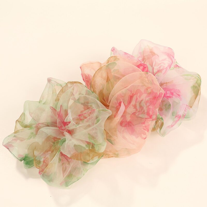 

3pcs Floral Pattern Scrunchie, Pink