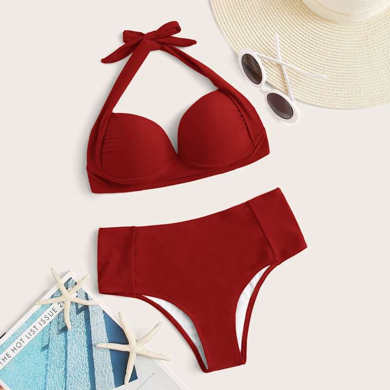 

Push Up High Waisted Bikini Swimsuit, Red