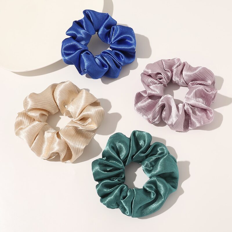 

4pcs Simple Solid Scrunchie, Multicolor