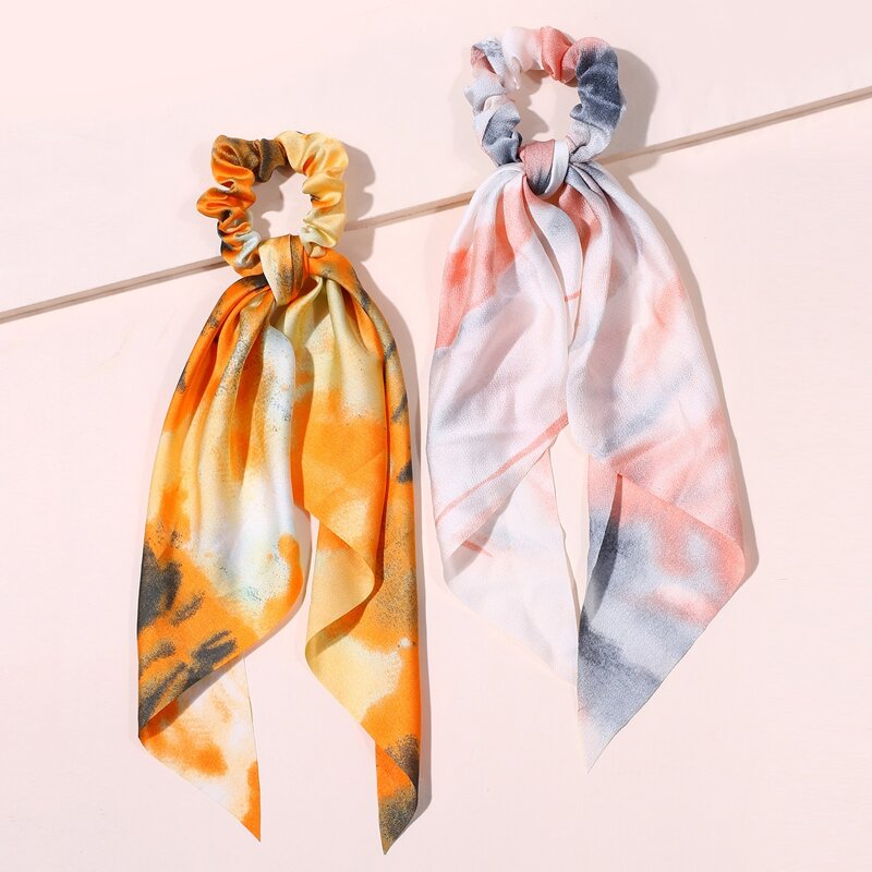 

2pcs Tie Dye Scrunchie Scarf, Multicolor