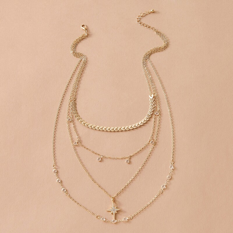 

Star Layered Necklace, Gold